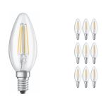 Mehrfachpackung 10x Ledvance CLASSIC LED E14 Kerze Fadenlampe Klar 4W 470lm - 840 Kaltweiß | Ersatz für 40W